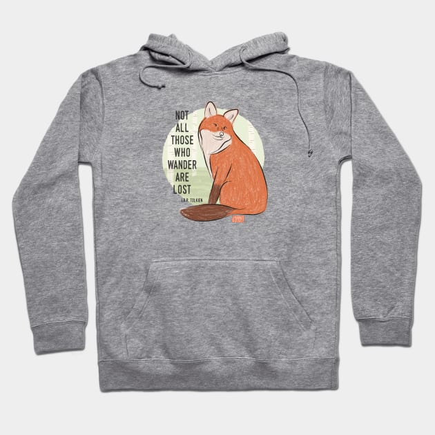 Not All Those Who Wander Are Lost by J.R.R. Tolkien | Fox Illustration Hoodie by Joabit Draws